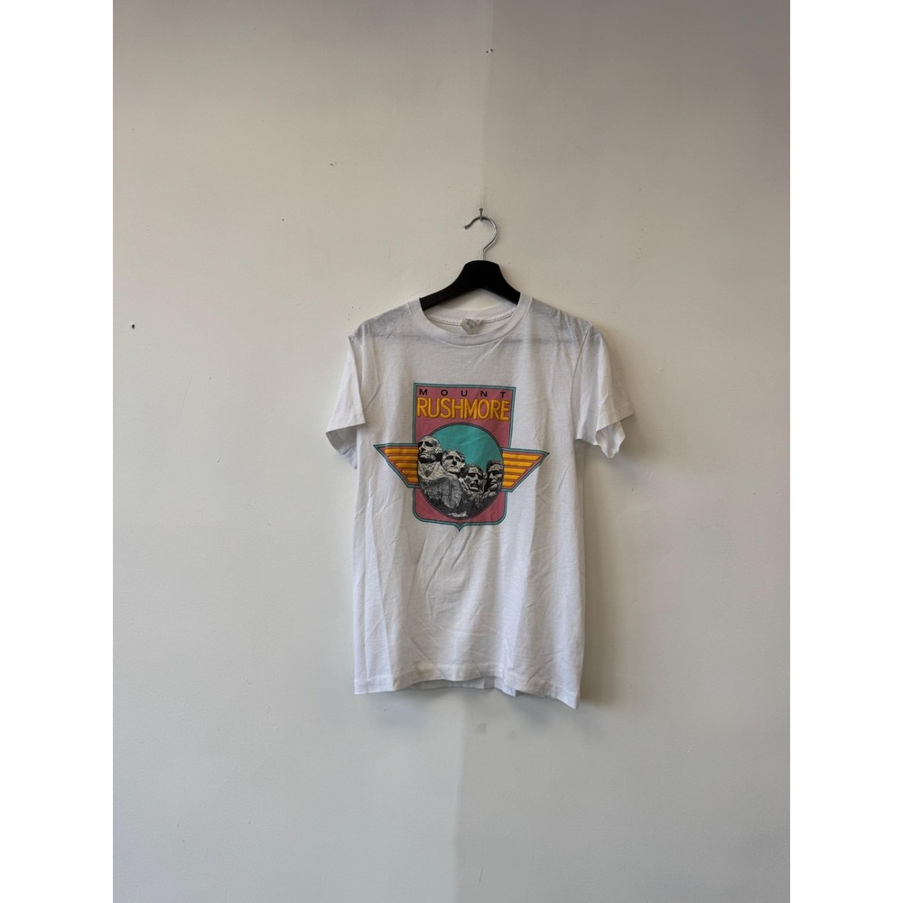 Vintage Mount Rushmore Shirt‎ Mens Small White Sherry USA Tourist Graphic 80s